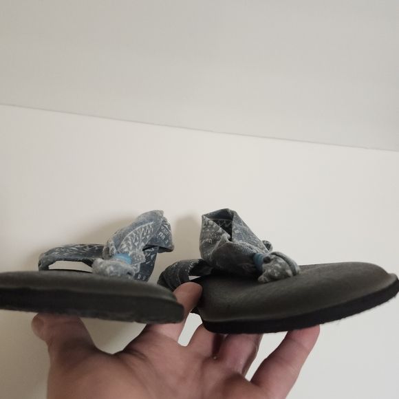 SANUK YOGA MAT CLOTH SLING/STRAP THONG SANDAL FADED BLUE/GREY WOMENS SIZE 9 US - Picture 7 of 11